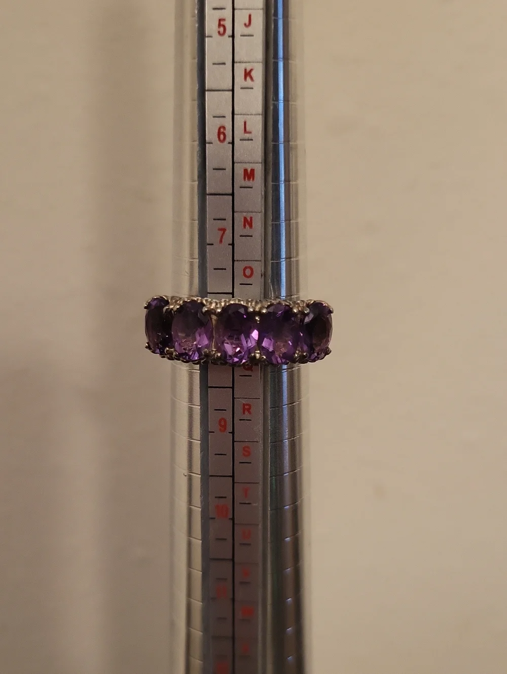 Vintage 925 Sterling Silver Multi Stone Amethyst Gemstone Ring
